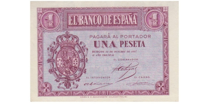 F409K - 1 Peseta 12-10-1937 SC  serie A/F