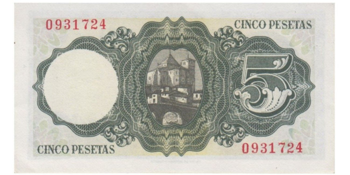 F443K - 5 Peseta 16-8-1951 SC-  Sin Serie