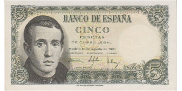 F444K - 5 Peseta 16-8-1951 SC  serie A/1L