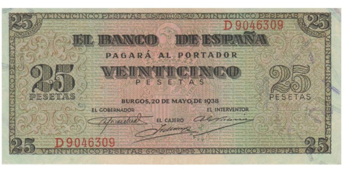 F450H - 25 Pesetas 20-05-1938 EBC serie A/F