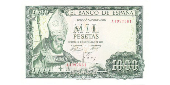 F496K - 1000 Pesetas 19-11-1965 SC serie A