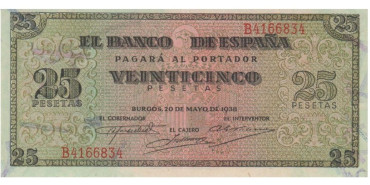 F450J - 25 Pesetas 20-05-1938 SC- serie B