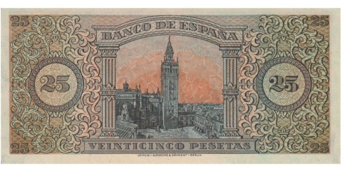 F450J - 25 Pesetas 20-05-1938 SC- serie B