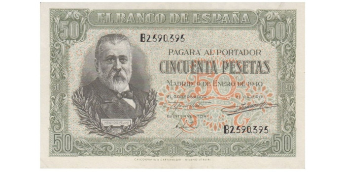 F458K - 50 Pesetas 09-01-1940 SC  serie A/E