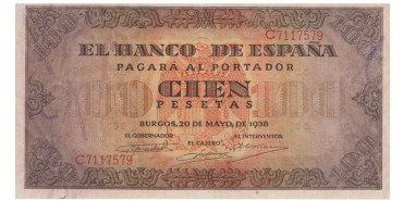 F462J - 100 Pesetas 20-05-1938 SC- serie C