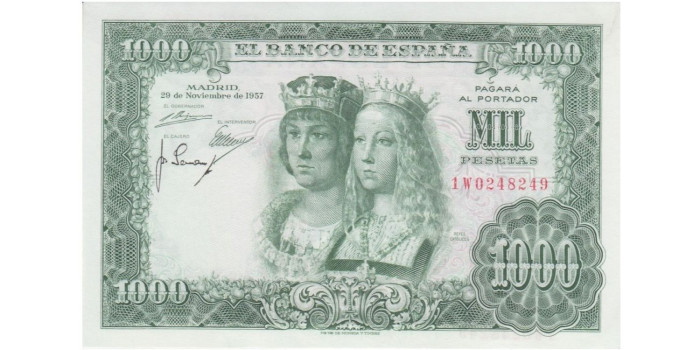 F494K - 1000 Pesetas 29-11-1957 SC serie A/ 1W