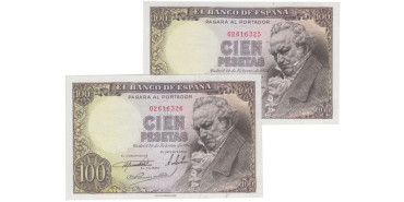 F464K - 100 Pesetas 19-2-1946. SC - Sin Serie . PAREJA
