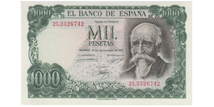 F498K - 1.000 Pesetas 17-09-1971 SC , serie A/7Z