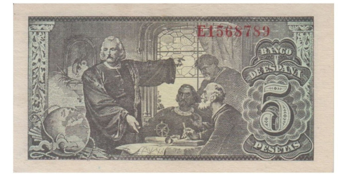 F436H- 5 Pesetas 13-2-1943 EBC- serie A/J