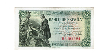 F438H - 5 Pesetas 15-6-1945, EBC  serie A/L