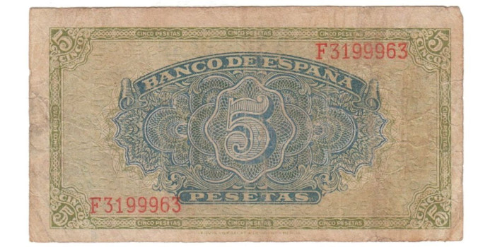 F434B - 5 Pesetas 04-09-1940. RC Serie A/L