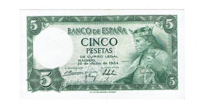 F446E 5 Pesetas 22-7-1954 MBC Serie A/V