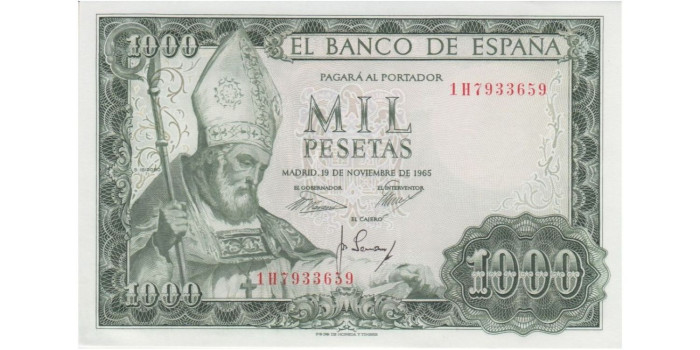 F496K - 1000 Pesetas 19-11-1965 SC serie B/1Z