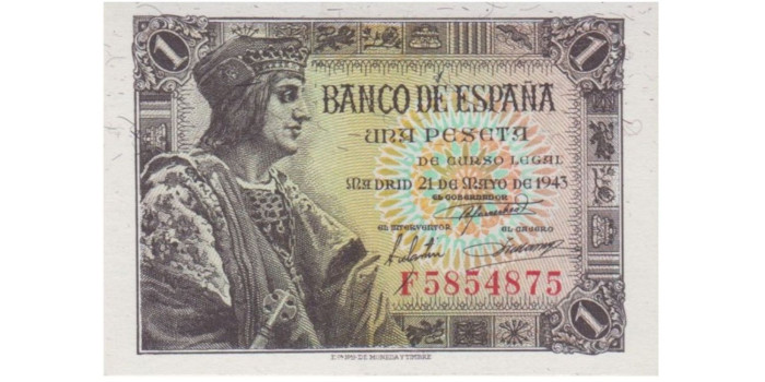 F418K.- 1 Pesetas 21 de Mayo 1943 SC  serie-A/M