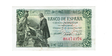 F438K.- 5 Pesetas 15 de Junio 1945. S.C. Serie B/L
