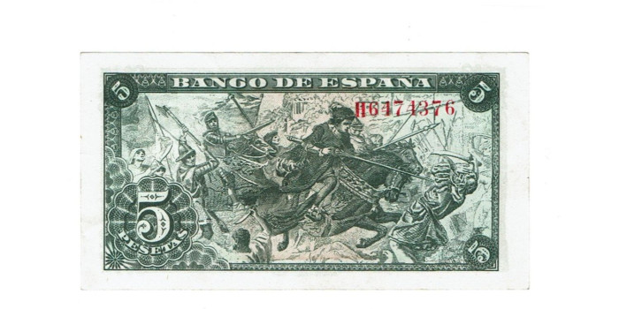 F438K.- 5 Pesetas 15 de Junio 1945. S.C. Serie B/L
