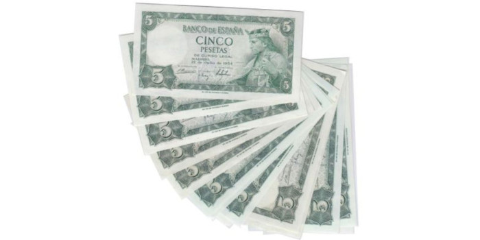 F446L2 - Lote x 20 - 5 Pesetas 22 de Julio 1954  SC