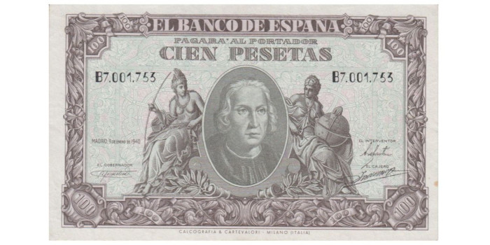 F463G 100 Pesetas 9 de Enero 1940  EBC- Serie A/I