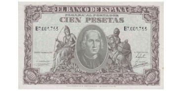 F463G 100 Pesetas 9 de Enero 1940  EBC- Serie A/I