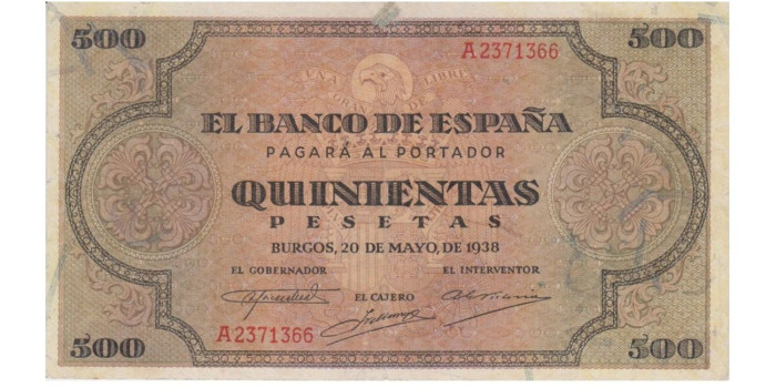 F475E.-500 Pesetas 20 de Mayo 1938 MBC