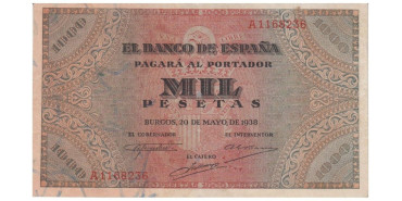 F486E.-1000 Pesetas 20 de Mayo 1938 MBC SERIE A/B