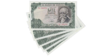 F498L2.- Lote x 5 - 1000 Pesetas 17 de Septiembre 1971 SC