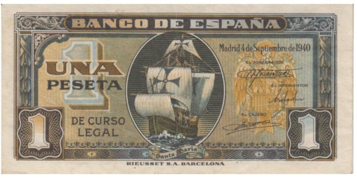 F416 E - 1 Peseta 4-9-1940 Serie A / I  MBC