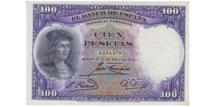 F356H - 100 Pesetas 25-4-1931 EBC  sin serie