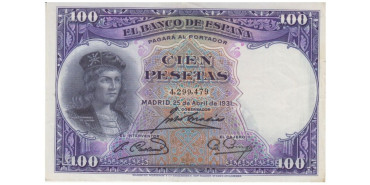 F356H - 100 Pesetas 25-4-1931 EBC  sin serie