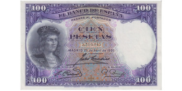 F356J - 100 Pesetas 25-4-1931 SC-  sin serie