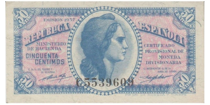 F396K - 50 Céntimos 1937 Serie C, SC