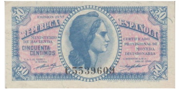 F396K - 50 Céntimos 1937 Serie C, SC