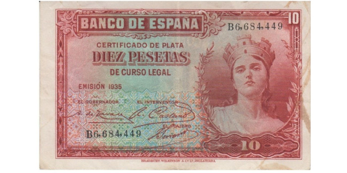F362E - 10 Pesetas 1935 MBC serie A/G