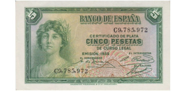 F360K - 5 Pesetas 1935 SC serie A/K