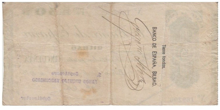 F372C1.- BANCO ESPAÑA-BILBAO 50 Pts 1-9-1936 BC SIN SERIE