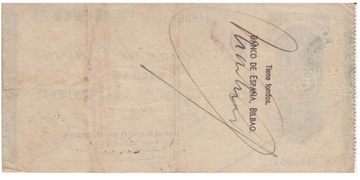 F372C2.- BANCO ESPAÑA-BILBAO 50 Pts 23-2-1936 BC SIN SERIE