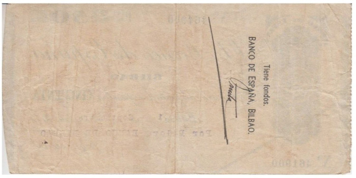 F372C5.- BANCO ESPAÑA-BILBAO 50 Pts 1-9-1936 BC SIN SERIE