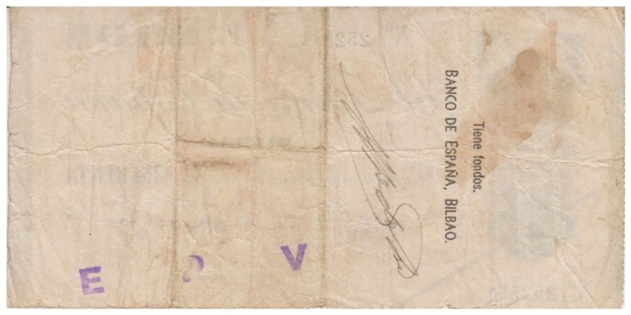 F372C6.- BANCO ESPAÑA-BILBAO 50 Pts 28-12-1936 BC SIN SERIE