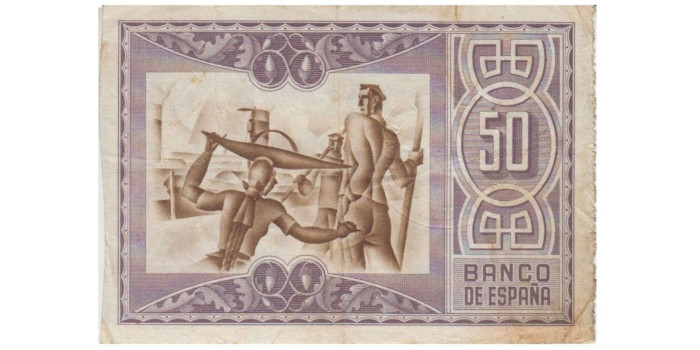 F378E1.- BANCO ESPAÑA-BILBAO 50 Pts 1-1-1937 MBC SIN SERIE