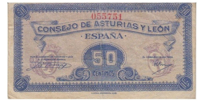 F406C.- CONSEJO DE ASTURIAS Y LEON- 50 CENT BC SIN SERIE