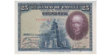 F345K.- 25 PESETAS 15-08-1928. SC  SERIE A