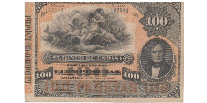 F281E.- ALFONSO XII 100 PTS 1-01-1884. MBC SIN SERIE