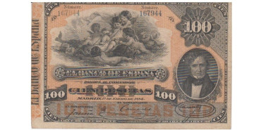 F281E.- ALFONSO XII 100 PTS 1-01-1884. MBC SIN SERIE