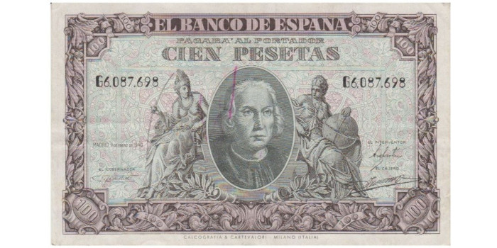 F463E - 100 Peseta 9-1-1940 MBC serie A/H