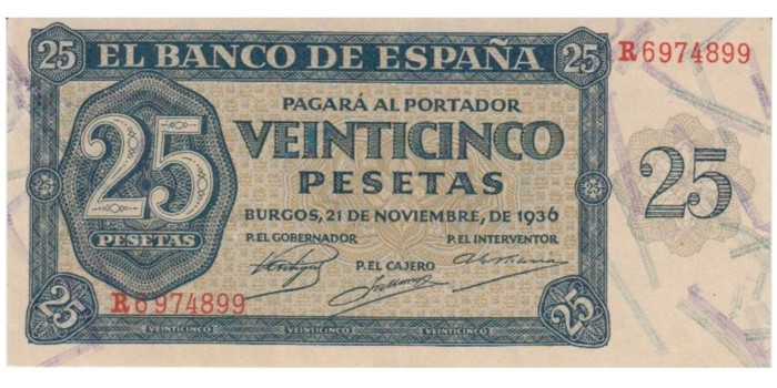 F449J- 25 Pesetas 21-11-1936 SC- serie A/S