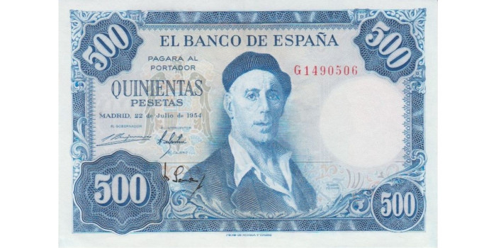 F482I.-500 Pesetas 22 de Julio 1954 EBC+ SERIE A/V