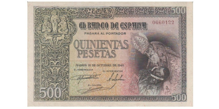 F477H.-500 Pesetas 21 de Octubre 1940 EBC- SIN SERIE