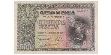 F477H.-500 Pesetas 21 de Octubre 1940 EBC- SIN SERIE