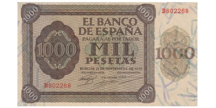F485H 1000 PESETAS 21 DE NOVIEMBRE 1936 EBC SERIE A/C