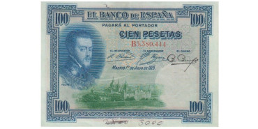 F337A-F - 100 Pesetas 1925 MBC+  serie B SELLO EN SECO